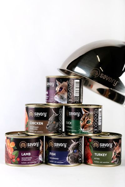 Вологий корм Savory для дорослих вибагливих котів, з качкою, 400 г 30624 фото