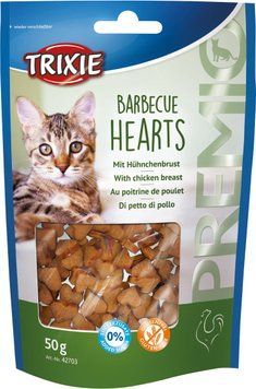 Ласощі Trixie Premio Barbecue Hearts для котів, курка, 50 г 42703 фото