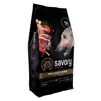 Сухий корм Savory для собак усіх порід, зі свіжою качкою й кроликом, 12 кг 30181 фото
